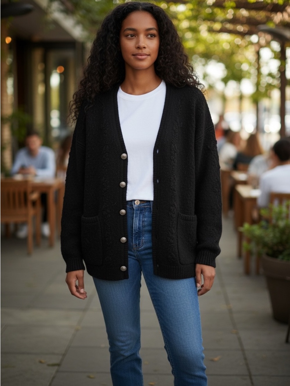 Vintage Gaddy Sport Black Mohair Blend Cardigan Sweater
